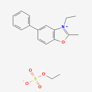 molecular formula C18H21NO5S B1659203 Benzoxazolium, 3-ethyl-2-methyl-5-phenyl-, ethyl sulfate CAS No. 63870-49-5