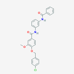 molecular formula C28H23ClN2O4 B1659223 N-(3-benzamidophenyl)-4-[(4-chlorophenyl)methoxy]-3-methoxybenzamide CAS No. 6397-27-9