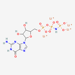 molecular formula C10H13Li4N6O13P3 B1659322 Tetralithium;[[5-(2-amino-6-oxo-1H-purin-9-yl)-3,4-dihydroxyoxolan-2-yl]methoxy-oxidophosphoryl]oxy-(phosphonatoamino)phosphinate CAS No. 64564-03-0