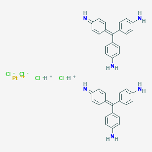 molecular formula C38H36Cl4N6Pt B165934 Tetrachloroplatinate dianion-basic fuchsin complex CAS No. 129770-31-6