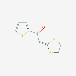 molecular formula C9H8OS3 B1659350 Ethanone, 2-(1,3-dithiolan-2-ylidene)-1-(2-thienyl)- CAS No. 64679-70-5