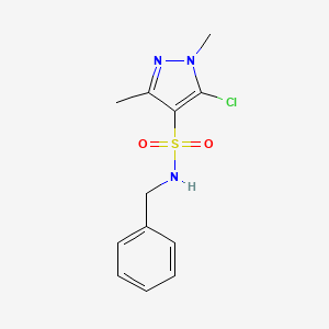 molecular formula C12H14ClN3O2S B1659379 N-benzyl-5-chloro-1,3-dimethylpyrazole-4-sulfonamide CAS No. 647825-52-3