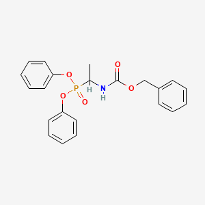 molecular formula C22H22NO5P B1659441 Carbamic acid, [1-(diphenoxyphosphinyl)ethyl]-, phenylmethyl ester CAS No. 65164-80-9