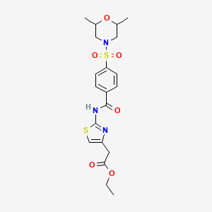 molecular formula C20H25N3O6S2 B1659476 Ethyl 2-[2-[[4-(2,6-dimethylmorpholin-4-yl)sulfonylbenzoyl]amino]-1,3-thiazol-4-yl]acetate CAS No. 6539-08-8
