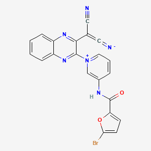 molecular formula C21H11BrN6O2 B1659477 [2-[3-[3-[(5-Bromofuran-2-carbonyl)amino]pyridin-1-ium-1-yl]quinoxalin-2-yl]-2-cyanoethenylidene]azanide CAS No. 6539-91-9