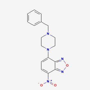 molecular formula C17H17N5O3 B1659484 Benzofurazan, 4-nitro-7-(4-(phenylmethyl)-1-piperazinyl)- CAS No. 65427-72-7