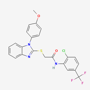molecular formula C23H17ClF3N3O2S B1659559 N-[2-chloro-5-(trifluoromethyl)phenyl]-2-[1-(4-methoxyphenyl)benzimidazol-2-yl]sulfanylacetamide CAS No. 6596-36-7