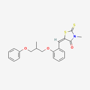 molecular formula C21H21NO3S2 B1659570 (5E)-3-methyl-5-[[2-(2-methyl-3-phenoxypropoxy)phenyl]methylidene]-2-sulfanylidene-1,3-thiazolidin-4-one CAS No. 6601-90-7
