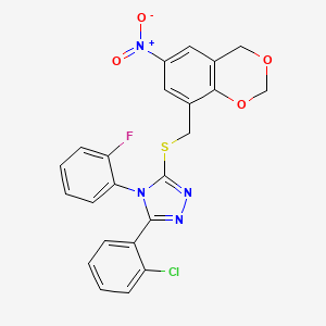 molecular formula C23H16ClFN4O4S B1659582 3-(2-chlorophenyl)-4-(2-fluorophenyl)-5-[(6-nitro-4H-1,3-benzodioxin-8-yl)methylsulfanyl]-1,2,4-triazole CAS No. 6608-93-1