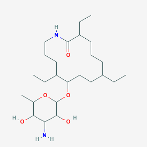 10-(4-Amino-3,5-dihydroxy-6-methyloxan-2-yl)oxy-3,7,11-triethyl-azacyclotetradecan-2-one
