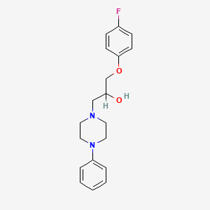 molecular formula C19H23FN2O2 B1659614 alpha-(p-Fluorophenoxymethyl)-4-phenyl-1-piperazineethanol CAS No. 66307-49-1
