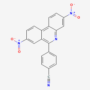 molecular formula C20H10N4O4 B1659637 Benzonitrile, 4-(3,8-dinitro-6-phenanthridinyl)- CAS No. 66442-93-1