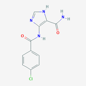 molecular formula C11H9ClN4O2 B165964 1H-Imidazole-4-carboxamide, 5-((4-chlorobenzoyl)amino)- CAS No. 139109-15-2