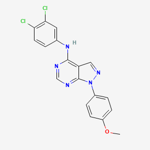 molecular formula C18H13Cl2N5O B1659710 N-(3,4-dichlorophenyl)-1-(4-methoxyphenyl)pyrazolo[3,4-d]pyrimidin-4-amine CAS No. 6745-81-9