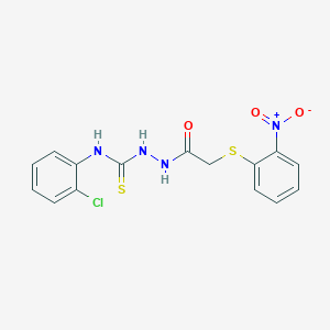 molecular formula C15H13ClN4O3S2 B1659721 N1-(2-chlorophenyl)-2-{2-[(2-nitrophenyl)thio]acetyl}hydrazine-1-carbothioamide CAS No. 675104-36-6