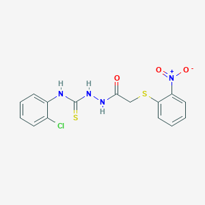 N1-(2-chlorophenyl)-2-{2-[(2-nitrophenyl)thio]acetyl}hydrazine-1-carbothioamide