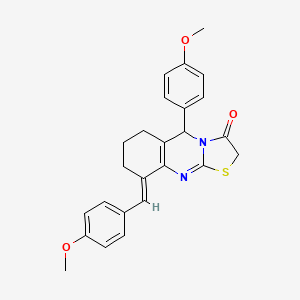 (9E)-9-(4-methoxybenzylidene)-5-(4-methoxyphenyl)-6,7,8,9-tetrahydro-5H-[1,3]thiazolo[2,3-b]quinazolin-3(2H)-one