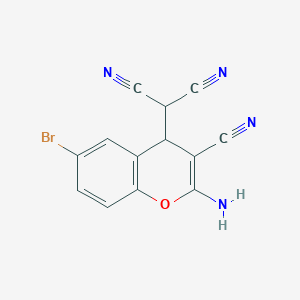molecular formula C13H7BrN4O B1659725 Propanedinitrile, (2-amino-6-bromo-3-cyano-4H-1-benzopyran-4-yl)- CAS No. 675573-59-8