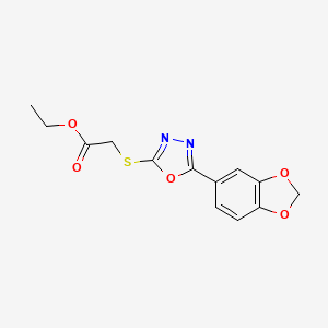 molecular formula C13H12N2O5S B1659728 Ethyl 2-[[5-(1,3-benzodioxol-5-yl)-1,3,4-oxadiazol-2-yl]sulfanyl]acetate CAS No. 67572-46-7