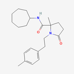 molecular formula C22H32N2O2 B1659738 N-cycloheptyl-2-methyl-1-[2-(4-methylphenyl)ethyl]-5-oxopyrrolidine-2-carboxamide CAS No. 6767-61-9