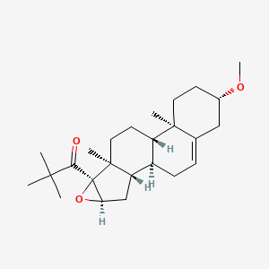 molecular formula C25H38O3 B1659745 1-[(1R,2S,4R,6S,7S,10S,11R,14S)-14-Methoxy-7,11-dimethyl-5-oxapentacyclo[8.8.0.02,7.04,6.011,16]octadec-16-en-6-yl]-2,2-dimethylpropan-1-one CAS No. 677021-33-9