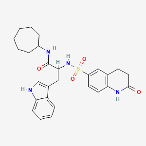 N-cycloheptyl-3-(1H-indol-3-yl)-2-[(2-oxo-3,4-dihydro-1H-quinolin-6-yl)sulfonylamino]propanamide