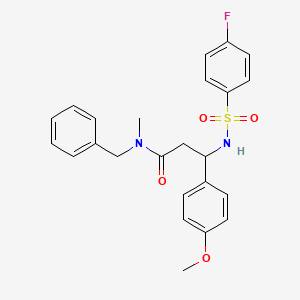 molecular formula C24H25FN2O4S B1659753 N-benzyl-3-[(4-fluorophenyl)sulfonylamino]-3-(4-methoxyphenyl)-N-methylpropanamide CAS No. 6777-29-3