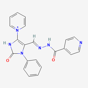 N-[(E)-(2-Oxo-3-phenyl-5-pyridin-1-ium-1-yl-1H-imidazol-4-yl)methylideneamino]pyridine-4-carboxamide