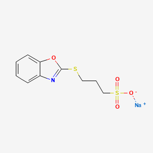 molecular formula C10H10NNaO4S2 B1659772 1-Propanesulfonic acid, 3-(2-benzoxazolylthio)-, sodium salt CAS No. 67970-26-7