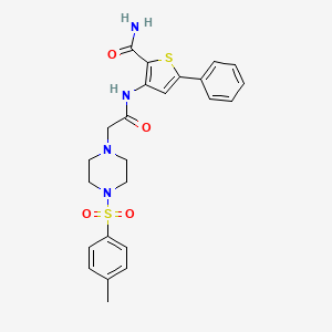 molecular formula C24H26N4O4S2 B1659775 3-[[2-[4-(4-Methylphenyl)sulfonylpiperazin-1-yl]acetyl]amino]-5-phenylthiophene-2-carboxamide CAS No. 680203-14-9