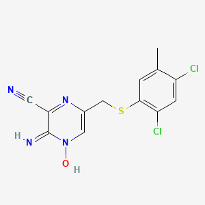 molecular formula C13H10Cl2N4OS B1659784 2-Amino-3-cyano-5-{[(2,4-dichloro-5-methylphenyl)thio]methyl}pyrazin-1-ium-1-olate CAS No. 680579-29-7
