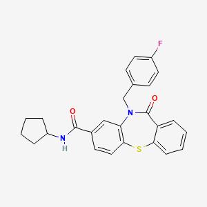 molecular formula C26H23FN2O2S B1659793 N-cyclopentyl-5-[(4-fluorophenyl)methyl]-6-oxobenzo[b][1,4]benzothiazepine-3-carboxamide CAS No. 6809-12-7