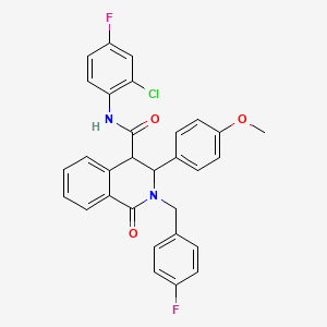 N-(2-chloro-4-fluorophenyl)-2-[(4-fluorophenyl)methyl]-3-(4-methoxyphenyl)-1-oxo-3,4-dihydroisoquinoline-4-carboxamide