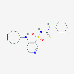 molecular formula C19H30N4O2S2 B165984 1-[4-(Cycloheptylamino)pyridin-3-yl]sulfonyl-3-cyclohexylthiourea CAS No. 137783-15-4