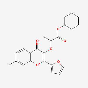 Cyclohexyl 2-{[2-(furan-2-yl)-7-methyl-4-oxo-4H-1-benzopyran-3-yl]oxy}propanoate