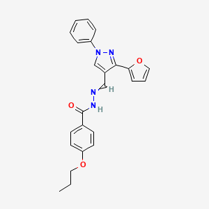molecular formula C24H22N4O3 B1659905 N'-{[3-(Furan-2-yl)-1-phenyl-1H-pyrazol-4-yl]methylidene}-4-propoxybenzohydrazide CAS No. 6919-34-2