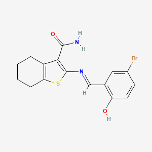 molecular formula C16H15BrN2O2S B1659925 2-[(5-Bromo-2-hydroxybenzylidene)amino]-4,5,6,7-tetrahydro-1-benzo[b]thiophene-3-carboxamide CAS No. 69438-18-2