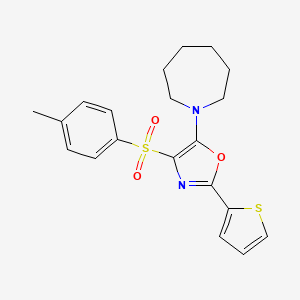 molecular formula C20H22N2O3S2 B1660024 1-[4-(4-Methylbenzene-1-sulfonyl)-2-(thiophen-2-yl)-1,3-oxazol-5-yl]azepane CAS No. 7065-33-0