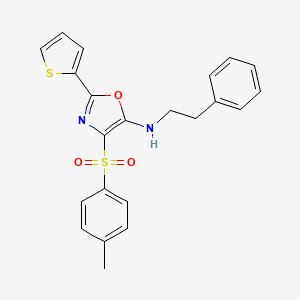 molecular formula C22H20N2O3S2 B1660025 4-(4-methylphenyl)sulfonyl-N-phenethyl-2-thiophen-2-yl-1,3-oxazol-5-amine CAS No. 7065-34-1