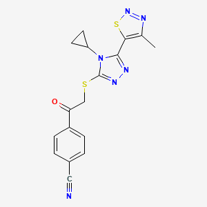 4-[2-[[4-Cyclopropyl-5-(4-methylthiadiazol-5-yl)-1,2,4-triazol-3-yl]sulfanyl]acetyl]benzonitrile
