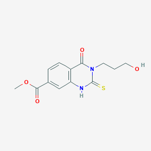 B1660165 Methyl 3-(3-hydroxypropyl)-4-oxo-2-thioxo-1,2,3,4-tetrahydroquinazoline-7-carboxylate CAS No. 725691-80-5