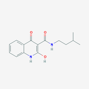 molecular formula C15H18N2O3 B166034 3-Quinolinecarboxamide, 1,2-dihydro-N-hydroxy-N-(3-methylbutyl)-2-oxo- CAS No. 128366-06-3