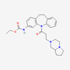 molecular formula C27H34N4O3 B1660555 ethyl N-[11-[3-(3,4,6,7,8,8a-hexahydro-1H-pyrrolo[1,2-a]pyrazin-2-yl)propanoyl]-5,6-dihydrobenzo[b][1]benzazepin-2-yl]carbamate CAS No. 78816-43-0