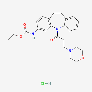 Carbamic acid, (10,11-dihydro-5-(3-(4-morpholinyl)-1-oxopropyl)-5H-dibenz(b,f)azepin-3-yl)-, ethyl ester, monohydrochloride