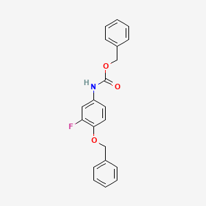 molecular formula C21H18FNO3 B1660570 Carbamic acid, [3-fluoro-4-(phenylmethoxy)phenyl]-, phenylmethyl ester CAS No. 790703-40-1