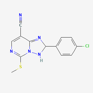 molecular formula C13H10ClN5S B1660581 2-(4-Chlorophenyl)-5-methylsulfanyl-2,3-dihydro-[1,2,4]triazolo[1,5-c]pyrimidine-8-carbonitrile CAS No. 79220-60-3