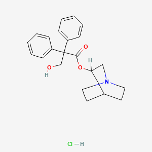 molecular formula C22H26ClNO3 B1660627 2,2-Diphenyl-3-hydroxy-propionic acid 3-quinuclidinyl ester hydrochloride CAS No. 80381-27-7