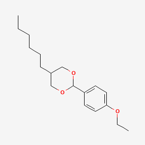 molecular formula C18H28O3 B1660663 2-(4-Ethoxyphenyl)-5-hexyl-1,3-dioxane CAS No. 81221-11-6