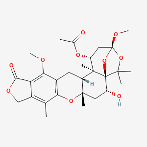 [(1R,2R,4S,16R,17S,18R,20S)-2-Hydroxy-13,20-dimethoxy-4,7,17,22,22-pentamethyl-11-oxo-5,10,21,23-tetraoxahexacyclo[18.2.1.01,17.04,16.06,14.08,12]tricosa-6(14),7,12-trien-18-yl] acetate