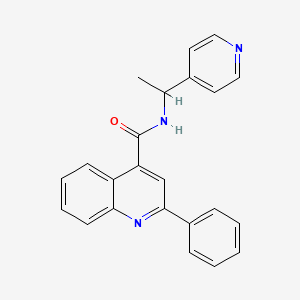 molecular formula C23H19N3O B1660723 4-Quinolinecarboxamide, 2-phenyl-N-[1-(4-pyridinyl)ethyl]- CAS No. 823832-57-1